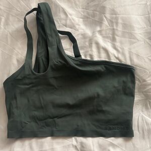 Bandier Forest Green One-Shoulder Sports Bra